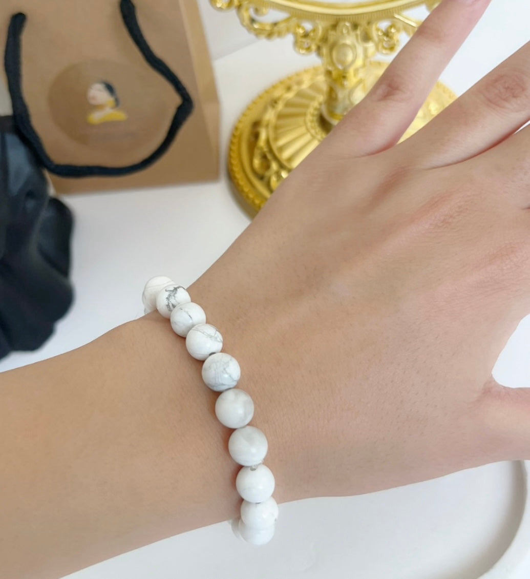 Bracelet en Howlite blanche